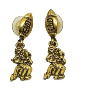 BERGDORF GOODMAN 1995 GOLDTONE FOOTBALL THEME DROP EARRINGS